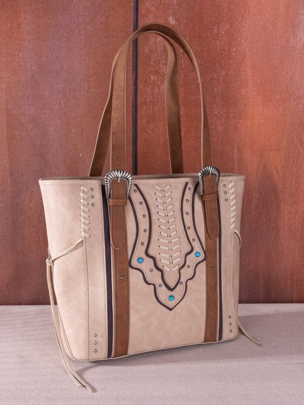 Montana West Buckle Collection Concealed Carry Tote Tan